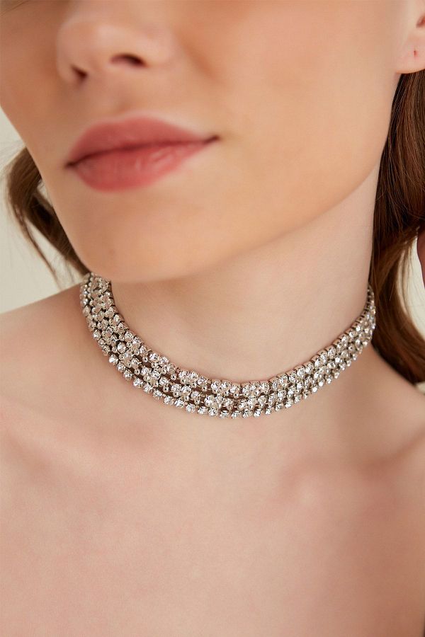 Furtek Aksesuar-Women's Brillo Crystal Zircon Stone Choker Choker Evening Dress Wedding Engagement Promise Henna Necklace Choker 1