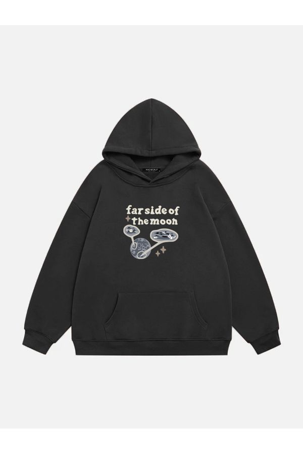 Mad&Calf-Hanorac oversize cu glugă cu imprimeu Farside Of The Moon unisex 1