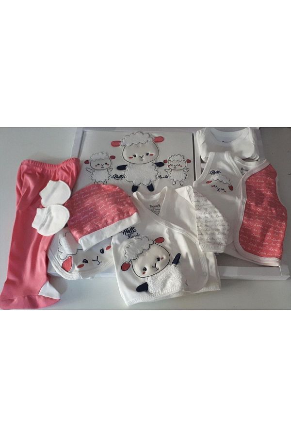 Miniworld-Piloris Baby Girl White Lamb Cotton Hospital Discharge Set 10 Pieces 1