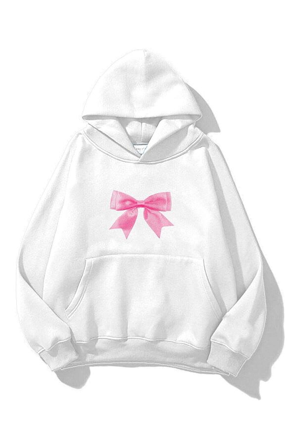 aynewmoda White Unisex Pink Ribbon Sweatshirt Trendyol