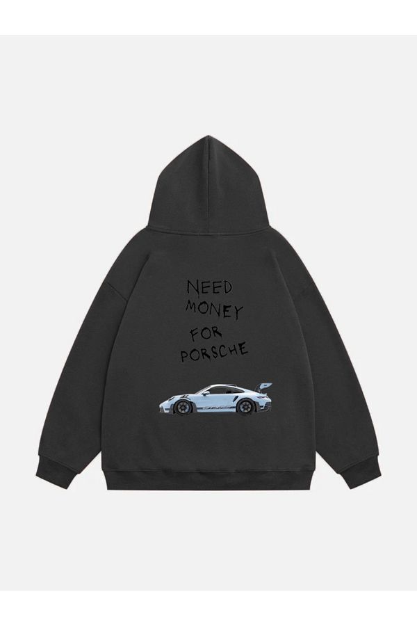 Mad&Calf-Φούτερ Porsche Printed Unisex Oversize με κουκούλα Fleece 1
