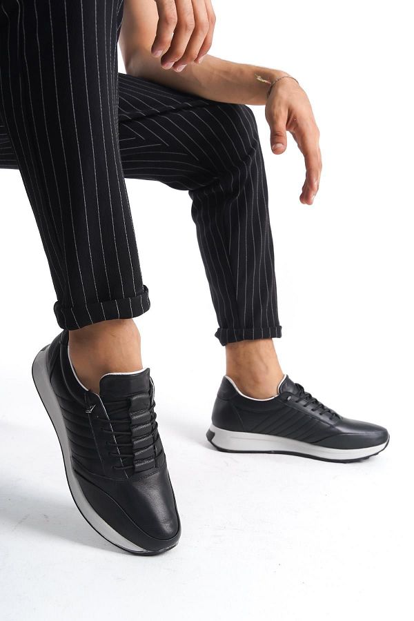CZ London Men s Genuine Leather Sneakers Smart Lace up Flexible Sole Casual Sports Shoes Trendyol