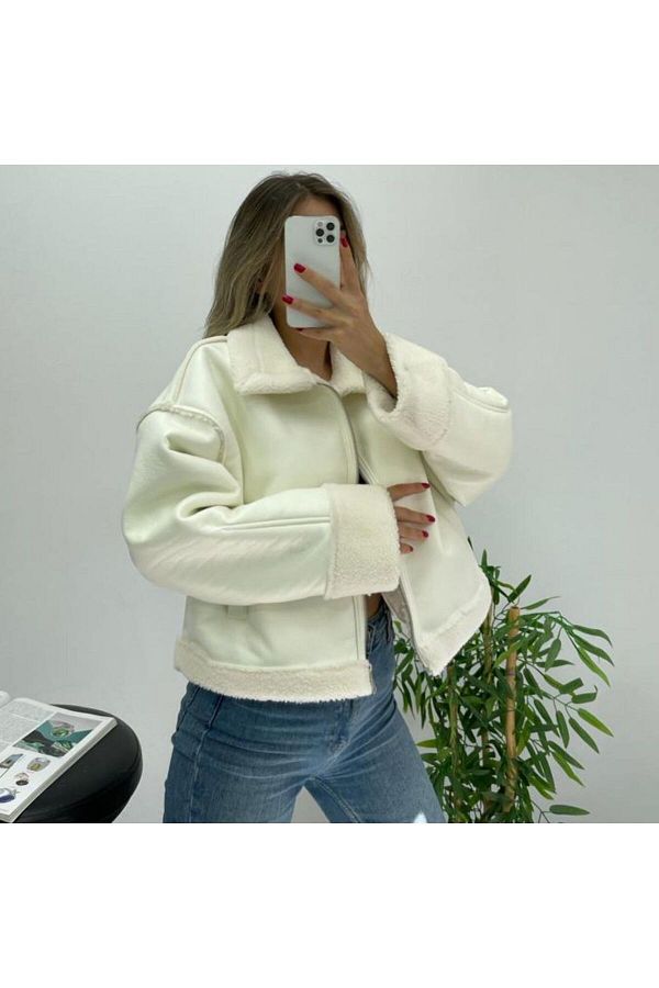 manolyabutik Women s Feather Leather Jacket Trendyol