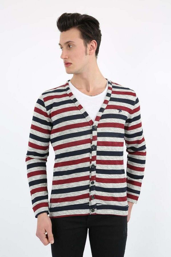 CICUM Navy Blue Striped Cardigan Trendyol