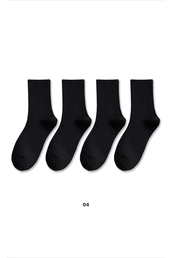FUS BLUE-Plain Patterned 4-piece Socks Set 1