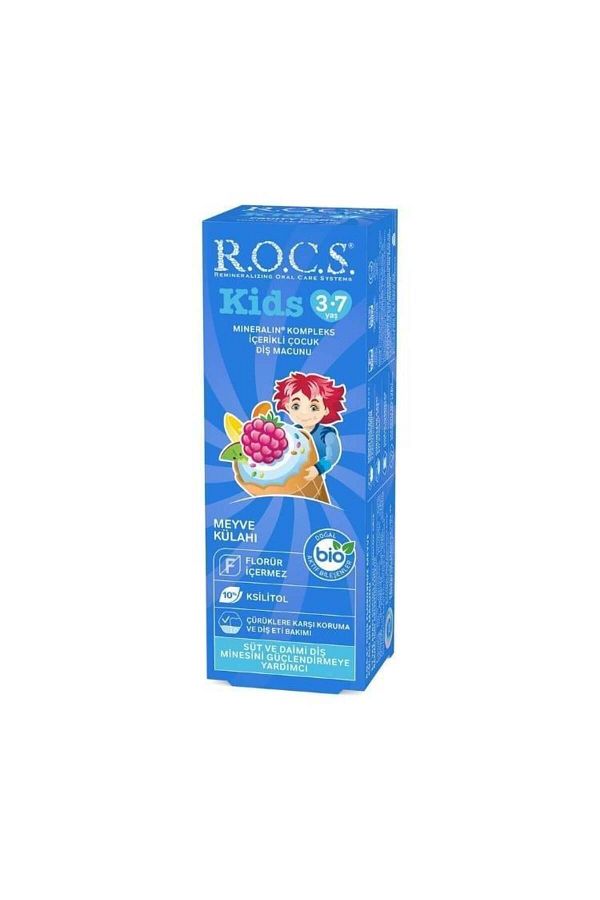 R.O.C.S.-معجون أسنان مخروطي فواكه خالي من الفلورايد 35 مل لعمر 3-7 سنوات - Dolunaytcrt1742 1