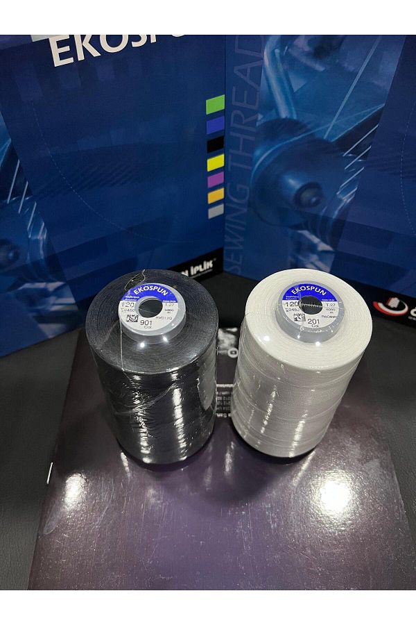 AYHANMAK-Set of 2' Sewing Thread 120 No 5000m Polyester Ekospun, High Strength, Ultra Quality 1