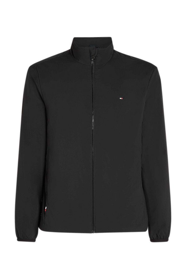 Tommy Hilfiger Black Men s Fleece Jacket Long Sleeve and Logo Trendyol