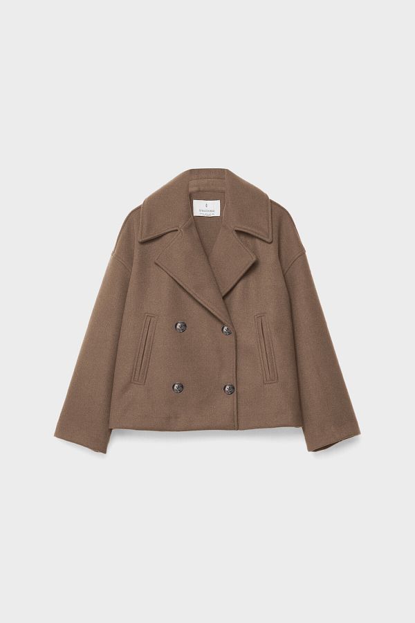 Stradivarius Short Double Breasted Jacket Trendyol