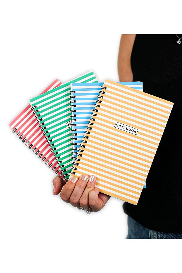 Nice Notes-Flatline Series - 13x19.5 cm Striped, 50 Sheets Set of 4 Spiral Notebooks 1