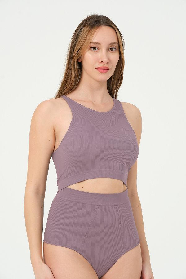 FOREVER MORE-Ribbed Recovery Effect Women's Crop Tank Top 1