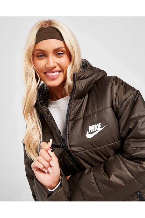 Nike Sportswear Therma FIT Repel Synthetic Fill Hooded Brown Women s Coat Trendyol