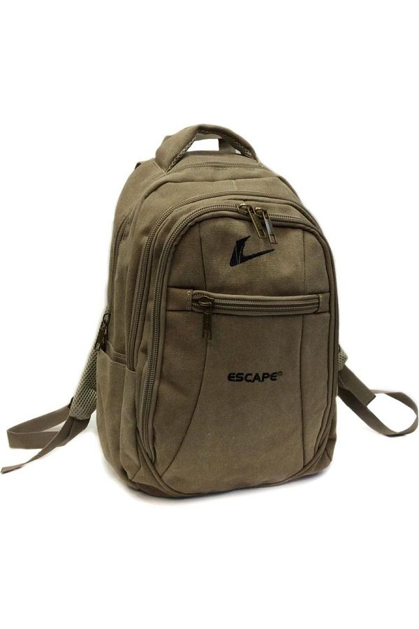ESCAPE Unisex Black Canvas Fabric Outdoor Backpack with Laptop Compartment 307 Trendyol