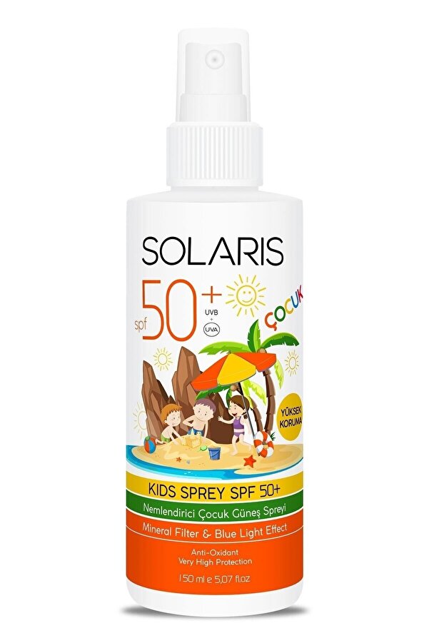 SOLARIS Çocuk Güneş Kremi Kolay Emilen Sprey Spf 50 Hassas Ciltler Için Yüksek Koruma 150 ml