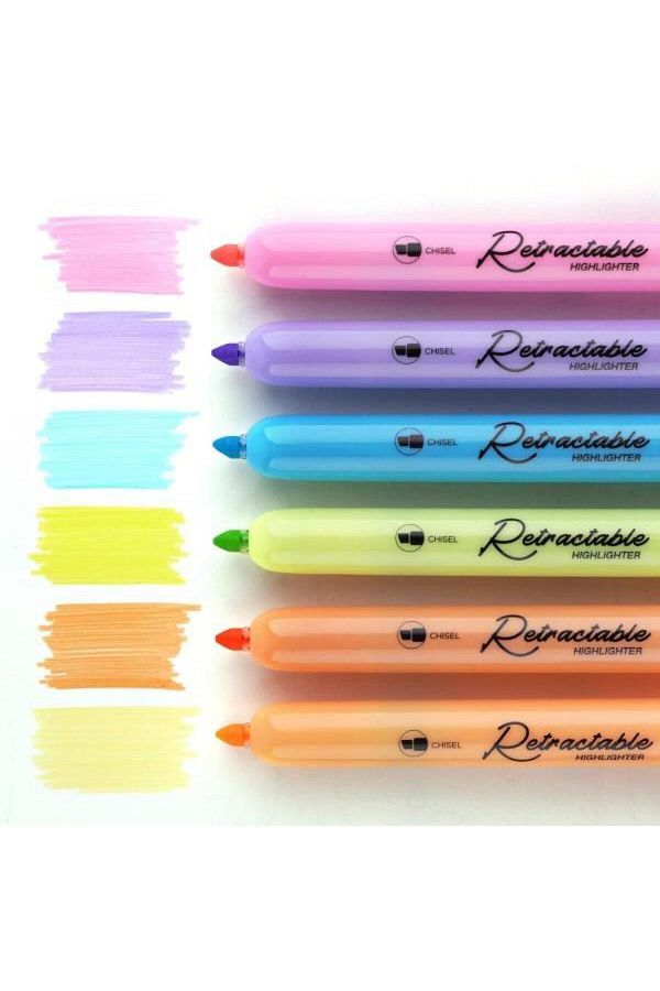 Writech-6 Colors Highlighter Set - New Generation Push and retractable.W-805S 1
