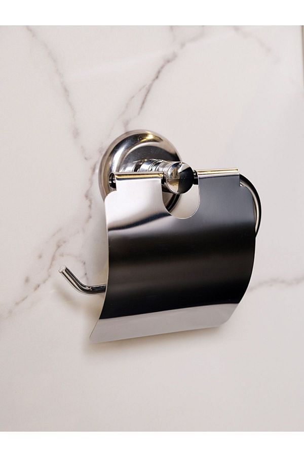 Alper Banyo-Modern Toilet with Glossy Chrome Plated Round Design - Adhesive, Paper Holder Whether on the Wall 1