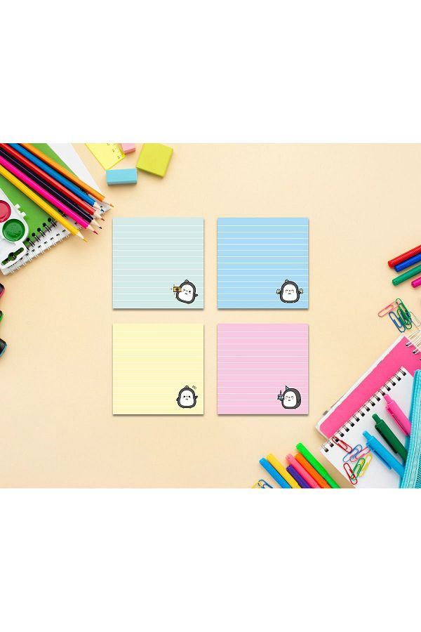 Pine Note-Set of 4 Striped Penguin Patterned Kawaii Memopad, Notepad, Memo Pad, Notebook, Planner 1