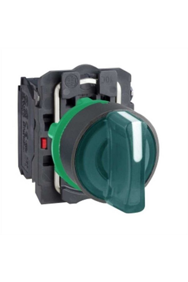 Schneider Electric-Schneider Green Latch Button - Xb5ak133b5xb5, Complete Illuminated, Ø22 3 Position, Fixed 1na 1nk 24v 1