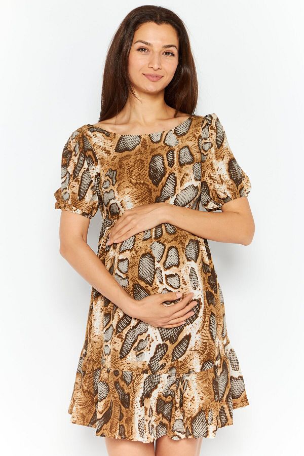 Missguided-Maternity Allover Print Mini Dress, Brown 1