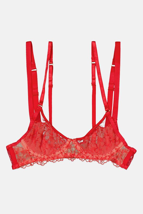 Asos Design Women Non Padded Textured Bra Red Trendyol