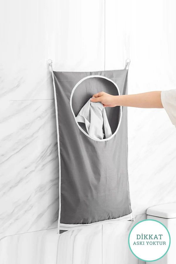 PAR S HOME Gray Zippered Laundry Basket Door Back and Wall Dirty Toy Basket Trendyol