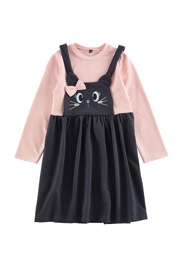 TRENDYOLKIDS-Bavlnené pletené šaty - Powder Regular Print, Tkdaw25El00015 1