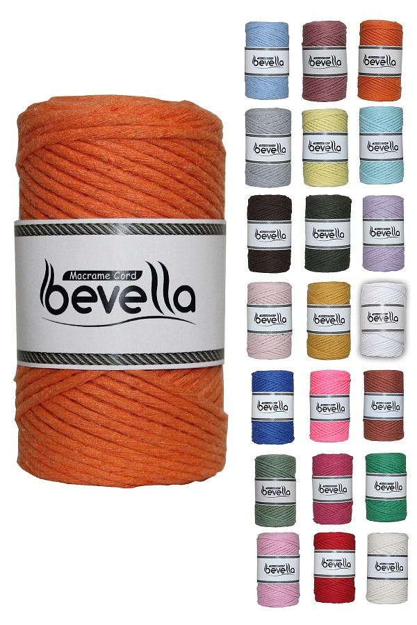 Bevella Macrame Cord-3mm Single Twist Scannable Cotton Macrame String - Orange 1