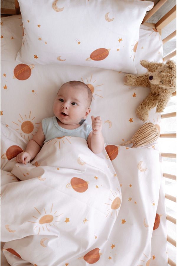 Lollie Baby Kids Baby Crib Park Bed Mother s Side 70X110CM Duvet Cover Sheet Set Cotton Satin Space Trendyol