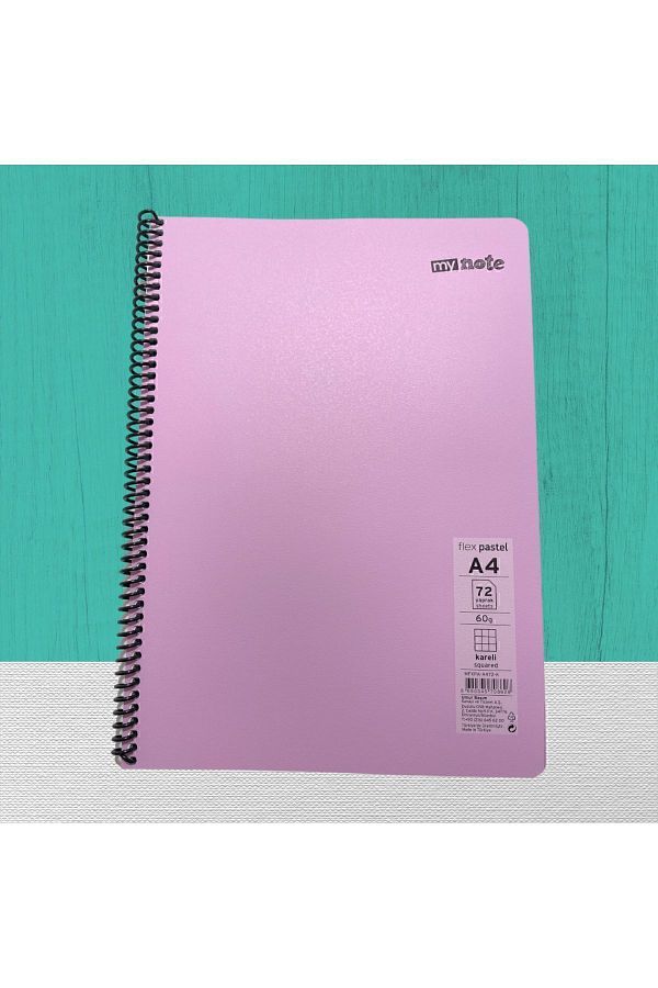 Umur-Mynote Flex Pastel Spiral Notebook A4 72 Yp Checkered 1