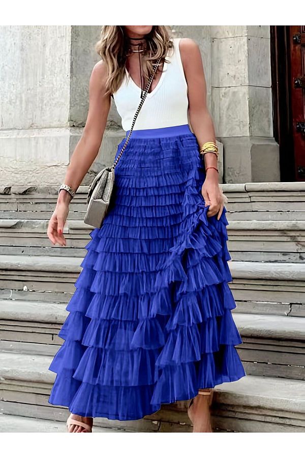 Layered elastic skirt best sale