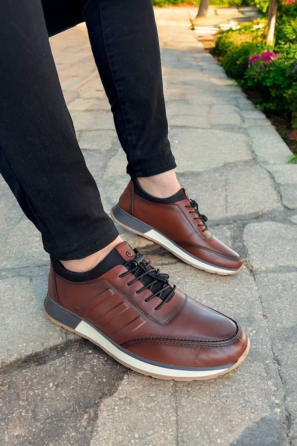 romex Brown Black Leather sneakers stylish and Comfortable Casual Men s shoes Trendyol