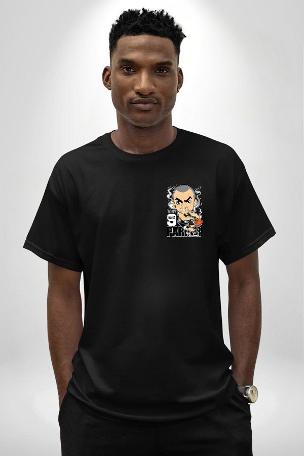 Angemiel Tony Parker Spurs Basketball Star Men s and Women s Black Oversize T Shirt Minimal Printed Trendyol
