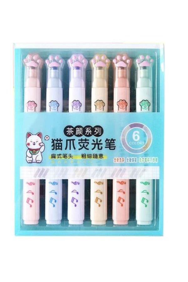 Need-Cat Paw Patterned Highlighter Set of 6 1