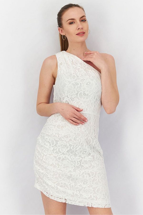Sam Edelman Women Lace One Shoulder Mini Dress White Trendyol