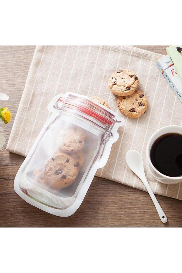 Toptanhane-3 Pieces Medium Size Jar Appearance Ziplock Storage Container Bag 500ml 1