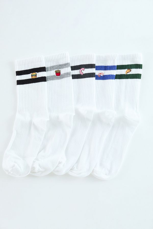 Trendyol Collection-Unisex Białe haftowane bawełniane paski College Tenisowe skarpetki średniej długości zestaw 5 sztuk - Tmnaw25Co00022 1