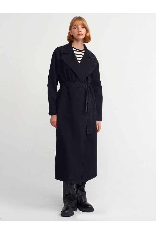 Buttonless trench coat sales