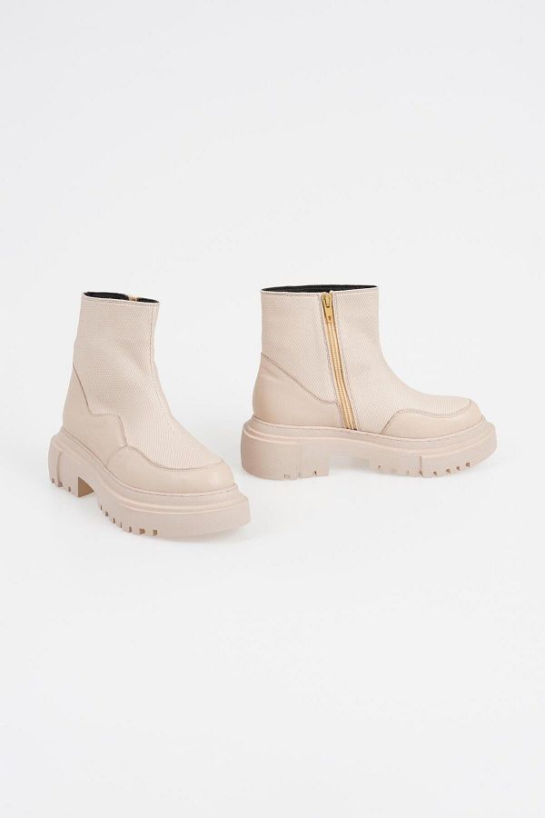 CZ London Genuine Leather Women s Laceless Zippered Snow Boots Trendyol
