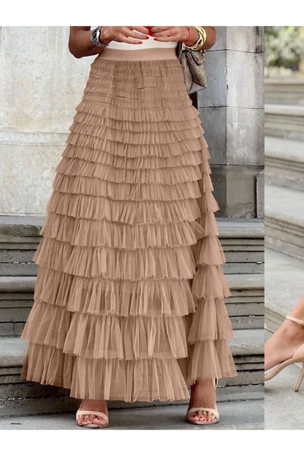 Layered elastic skirt cheap