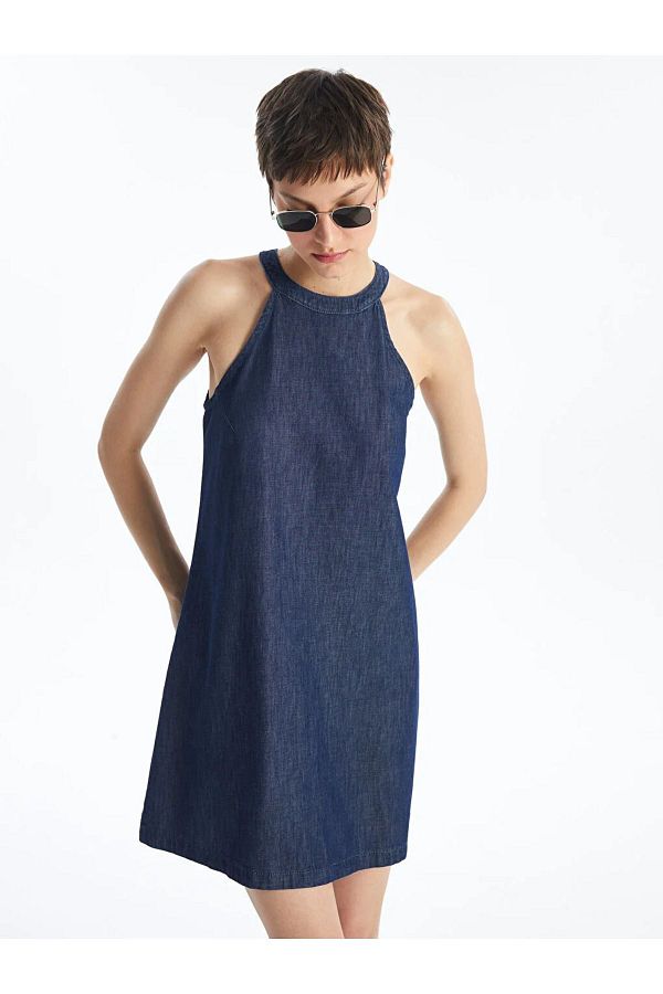 LC Waikiki LCW Vision Women s Halter Neck Jean Dress Trendyol
