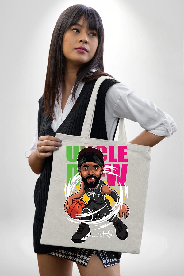 Angemiel Cartoon Basketball Kyrie Irving NBA Star 35X40 Women Men Child Ecru Raw Cloth Bag Trendyol