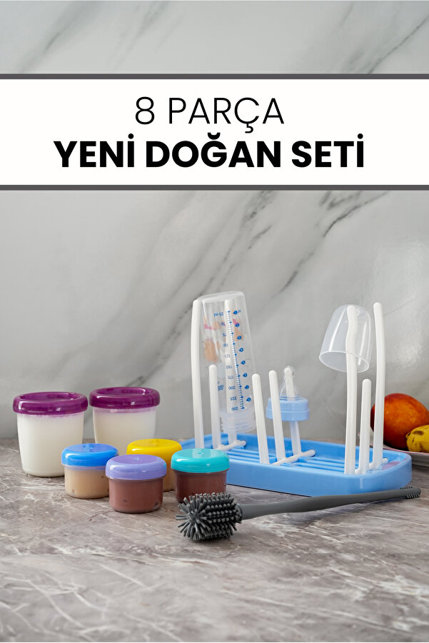 Hayveys Bebek Mama Saklama & Biberon Kurutma Seti – 8 Parça