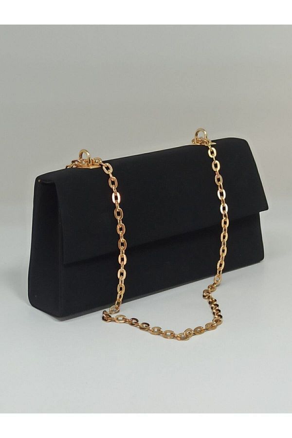 dizaynbag Women s Black Suede Chain Strap Bag Trendyol