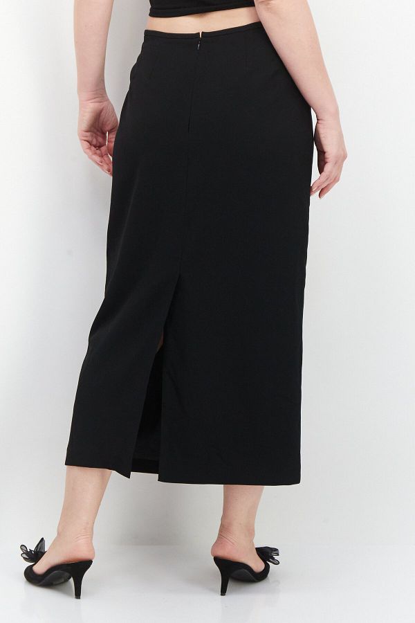 Kasper Women Plain Midi Skirt Black Trendyol