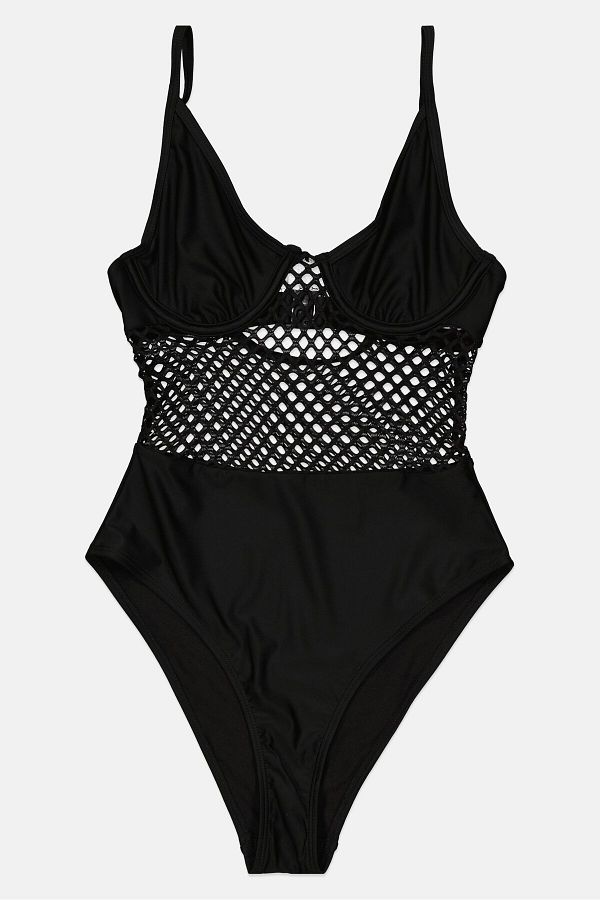 Missguided Women Textured One Piece Swimwear Black Trendyol