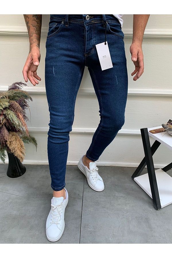OneZero-Men's Blue Skinny Fit pants 1