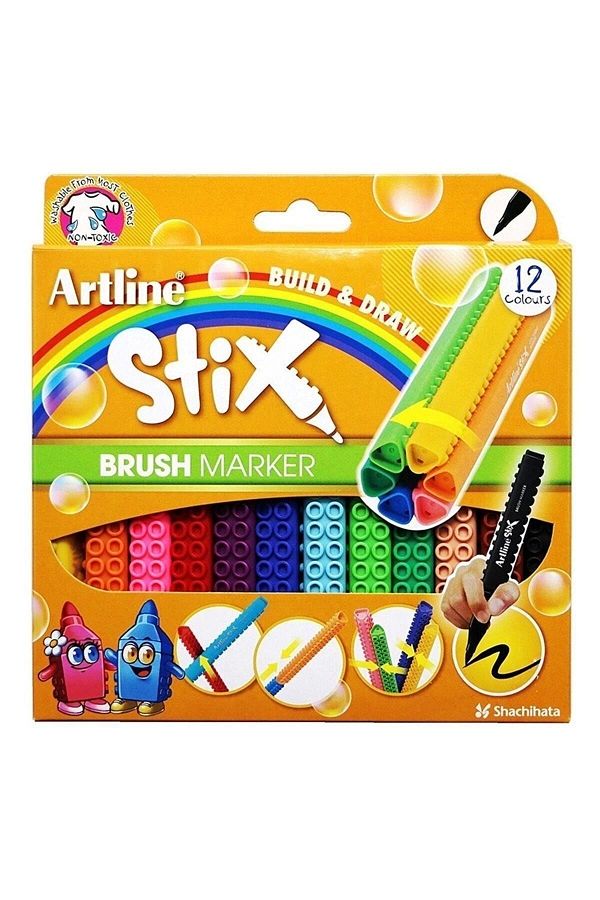 artline-مجموعة أقلام تحديد فرشاة ستيكس مكونة من 12 قطعة 1