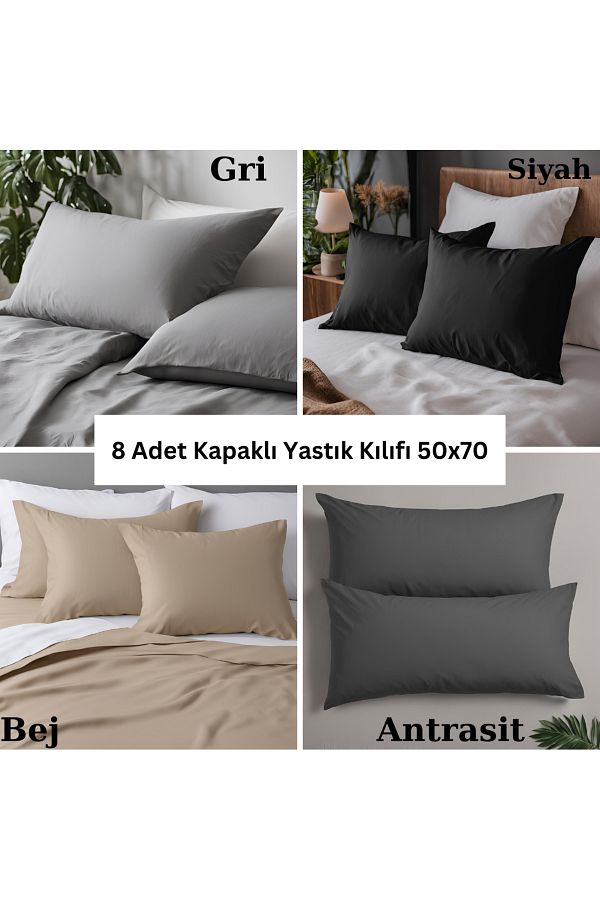KAMİZ-8 Cotton Pillow Cases with Cover - 50x70 1