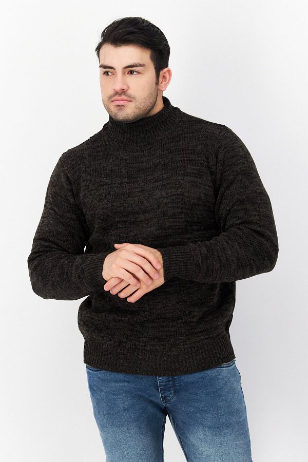 French Connection Men Cowl Neck Long Sleeve Knitted Sweater Black Olive Trendyol