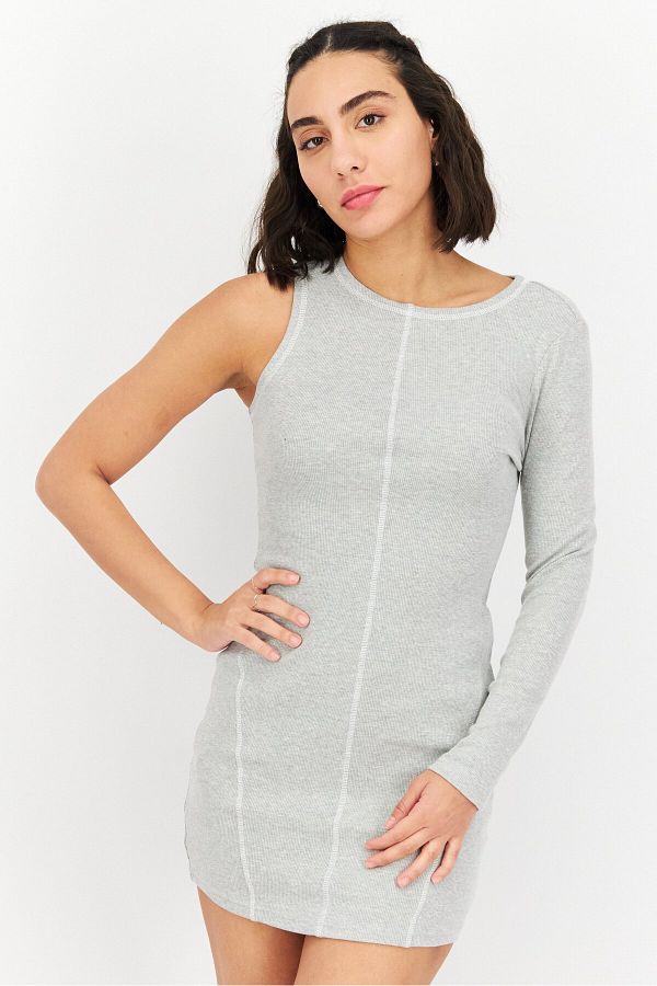 Grey ribbed midi dress best sale